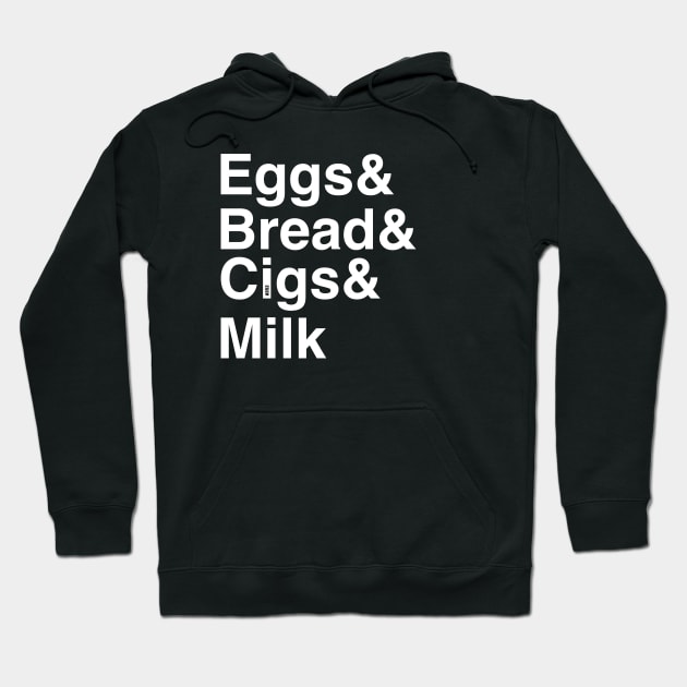 Eggs, bread, cigs, milk Hoodie by Spiralpaper